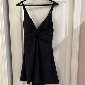 Lands' End Black Sleeveless V-Neck Mini Sundress